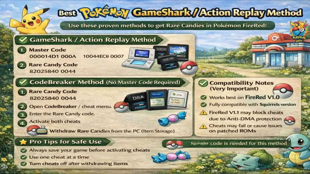 Best Pokemon GameSharkAction Replay Method Master Code