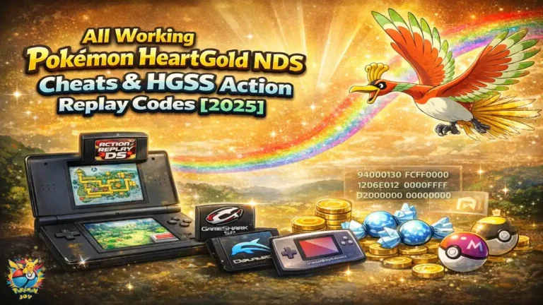 All Working Pokemon HeartGold NDS Cheats HGSS Action Replay Codes 2025