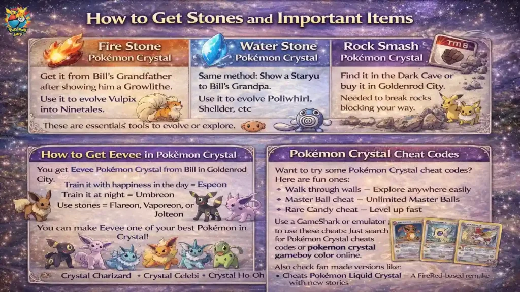 How to Get Stones and Important Items for pokemon crystal